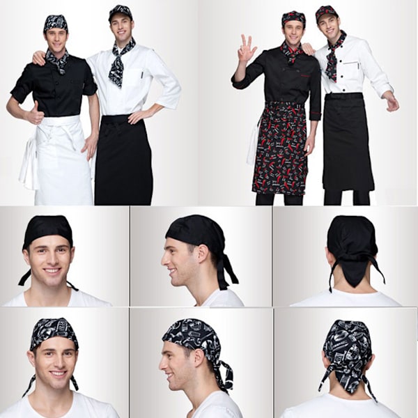 Färgglad Pirates Chef Cap Skull Cap Professionell Catering Olika Chef Hatt