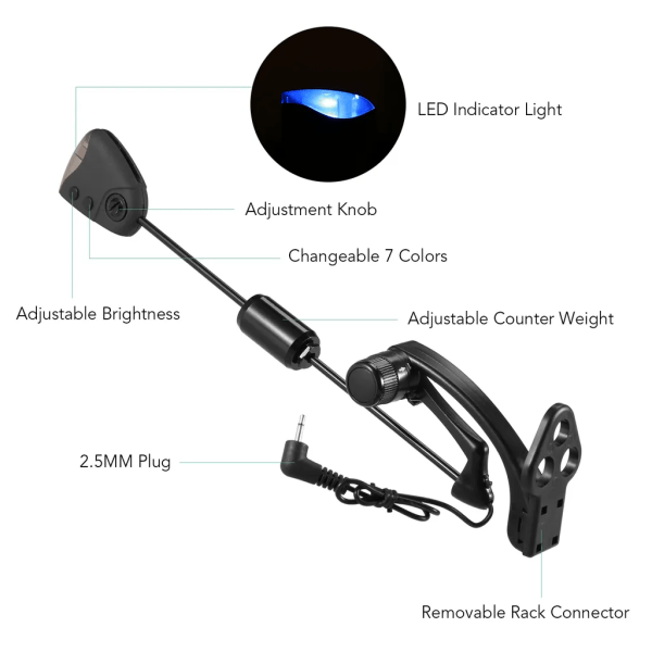 Fiske Swinger Karp Fiskebettindikator Swinger Digitalt fiskelarmdelar LED-bettindikator Upplyst Swingerfiskeredskap