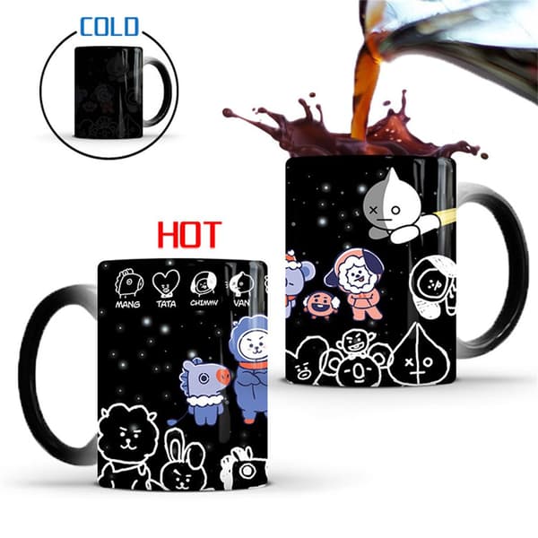KPOP BTS BT21 -muki Luovat söpöt väriä vaihtavat mukit