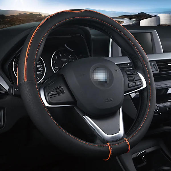 ()2018 NYTT PU-läder Cover Universal 38cm Sport Design Rattskydd Fodral Case de flesta bilar Styling Orange