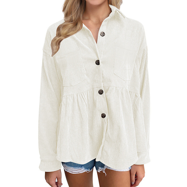 Mode dame fløjlsbluse casual langærmet button down