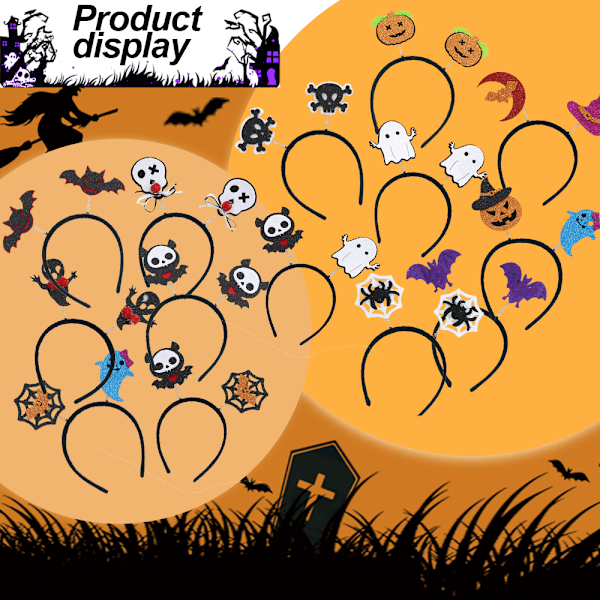Halloween Edderkop Spøgelse Græskar Hårbøjle Djævel Pandebånd style 7