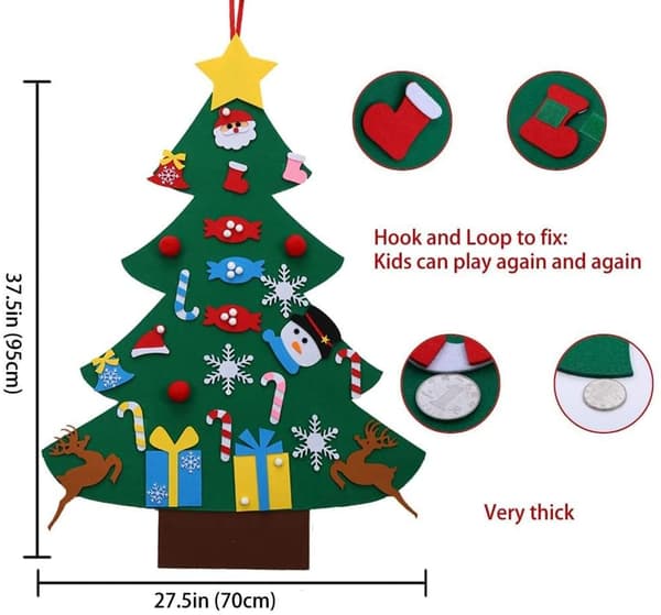 DIY Filz Weihnachtsbaum Set mit Ornamente für Kinder, Neujahr