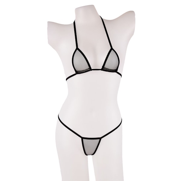 Seksikäs bikinin, stringit pitsillä, kaksiosainen uimapuku Black