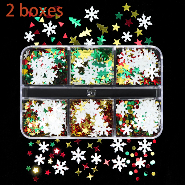 6 Grids Christmas Nail Glitter Glitter One Winter Nail Art D