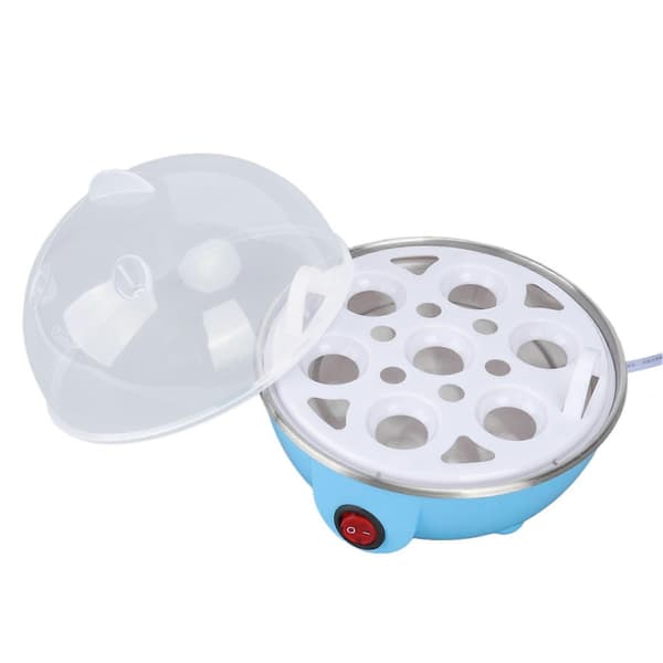 Kylling Eggkoker Lag opptil 7 store kokte egg Anti-tørrbrenning Automatisk avslåing Eggpoacher med varmeplate EU-plugg 110V Blå