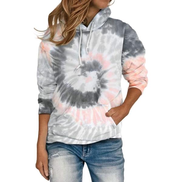 Naisten rento pitkähihainen huppari löysä Tie Dye Colorblock