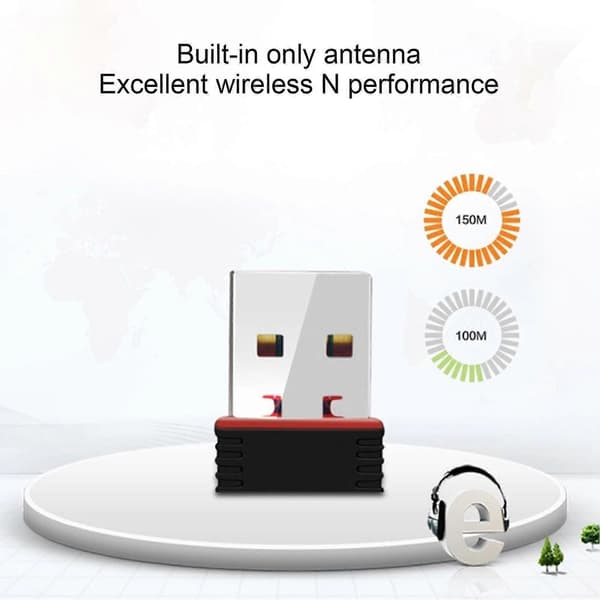 WiFi-adapter Stabilt signal Rask overføring ABS Kompakt USB trådløs adapter for hybel