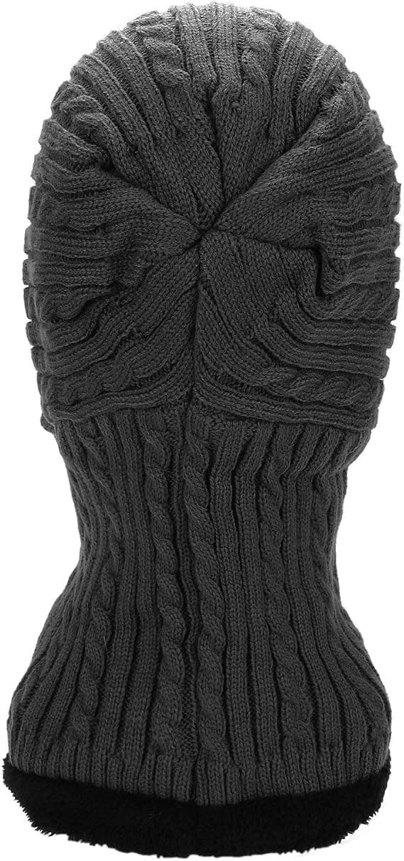 #2 i 1 Varmt Fleece Strikket Hat - Grå Halsvarmer Ørevarmer Cyklist#
