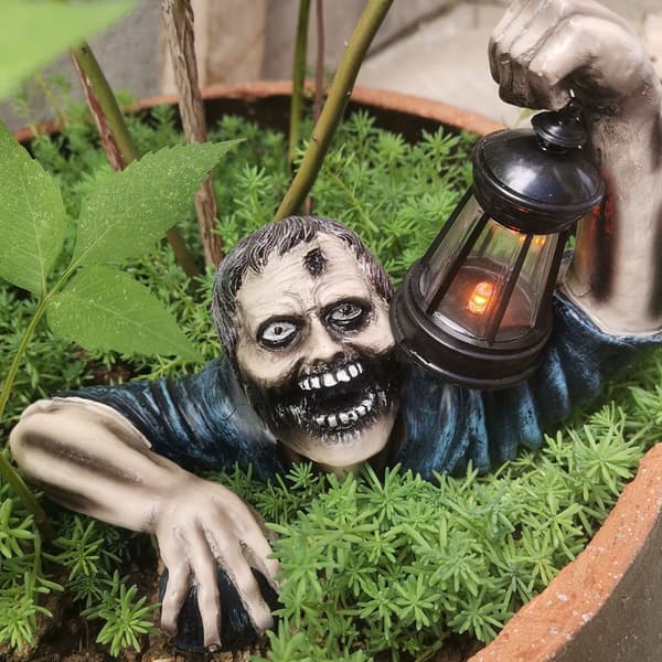 Skrekk Krypende Zombie Lykt Hage Statue Halloween Dekor