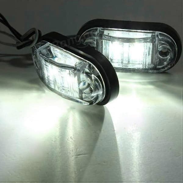 4 stk. LED sidemarkeringslygter, positionsindikator, til 12V 24V universal trailer lastbil, campingvogn, bus (hvid), 6,7*3*1,8 cm