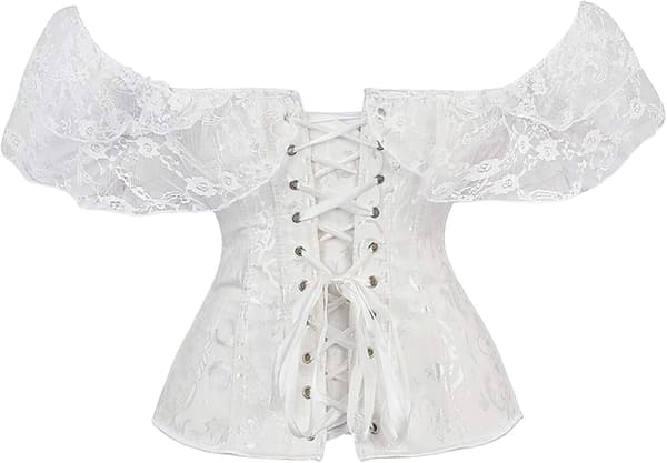 Kvinner Blomster Blonde Off Shoulder Korsett Bustier Bened Overbust Korsett Bodyshaper
