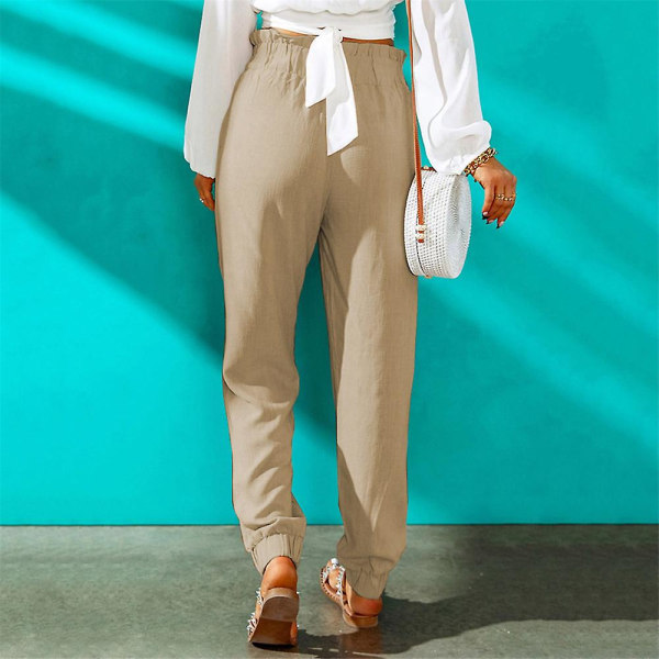 Dame Rynket Stretch Harem Bukser Khaki M