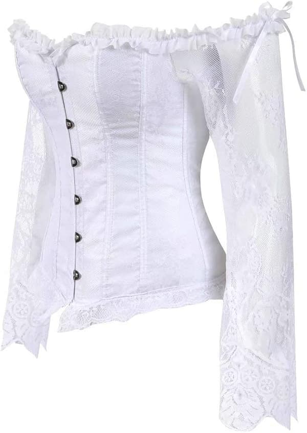 Korsetit naisille Overbust Bustier Top Gothic Sexy Shoulder 8127white L