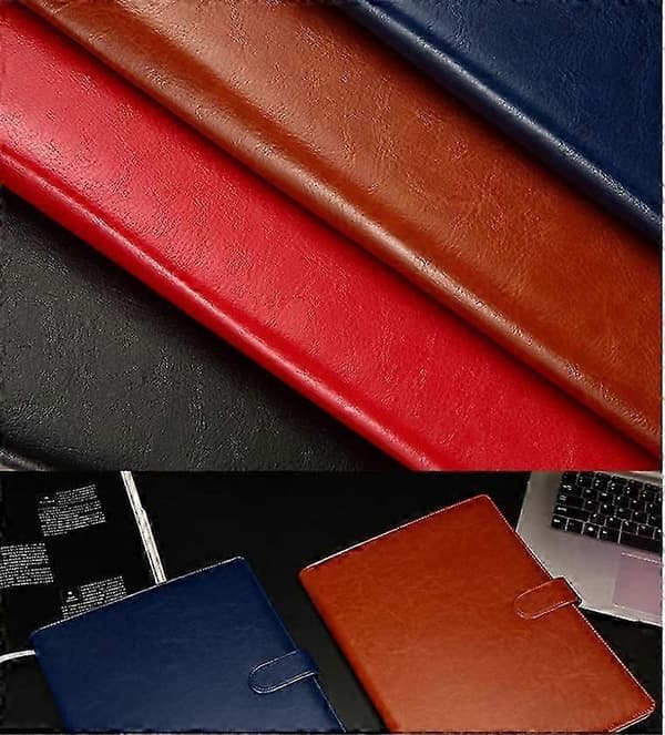 Sort kunstlæder A4 mappe - A4 clipboard med klips til konference - Sammenfoldelig folio med lommer til dokumenter, kortholder og notesblok - Til mænd og kvinder