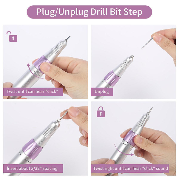 35000rpm Elektrisk Nai35000rpm Elektrisk Nagelborrmaskin Manikyr Pedikyrborr Fräsning Manikyr Nagelfil Nagelborrspets Nagelutrustning Setl Drill