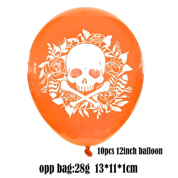 2-PACK Mexikansk Day of the Dead Animal Skull Ballong Flagga Flagga Day of the Dead Dekorationstillbehör för Halloweenfest 10 oranges