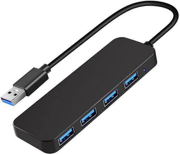 USB3.0 hub, dockingstation med fire porte USB3.0 hub, sort