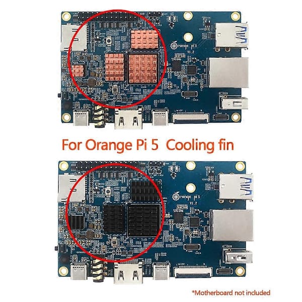 Perfekt kjøleribbesett for Orange Pi 5 Kobber kjølepute CPU-radiator / aluminium