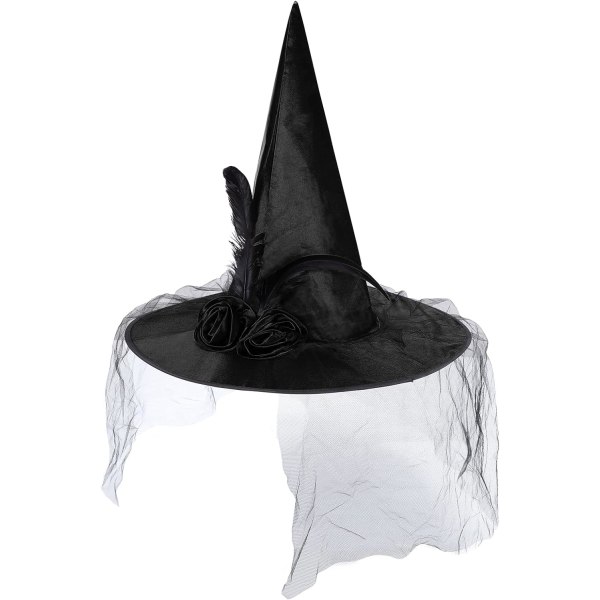 Halloween häxhatt för kvinnor Steeple Lace Halloween kostym