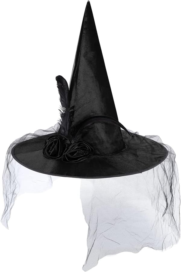 Halloween häxhatt för kvinnor Steeple Lace Halloween kostym