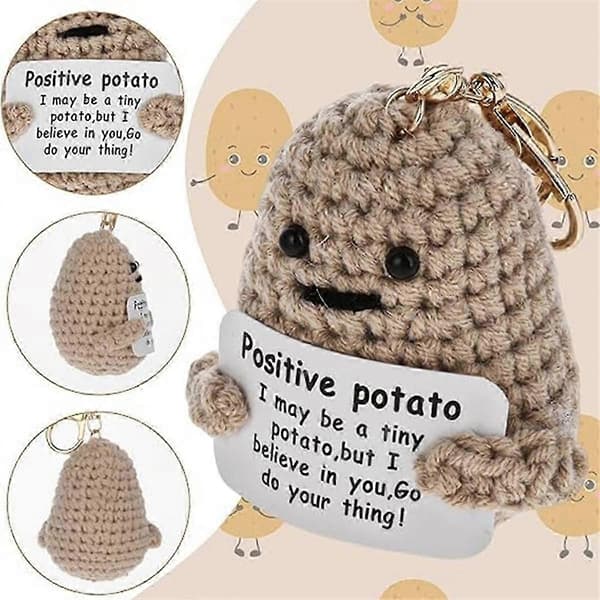 Mini Rolig Potatis Nyckelring, Potatis Virkad Söt Ullstickad Potatisdocka Gåvor Positiv