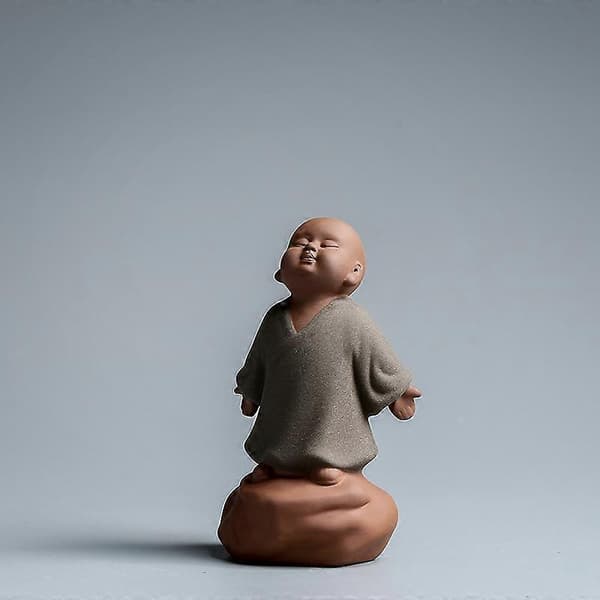 Kingzhuo Keramikk Liten Søt Buddha-statue Munke-figur Kreativ