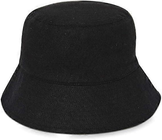 Svart bomulls bucket-hatt för dam, utomhussolhatt