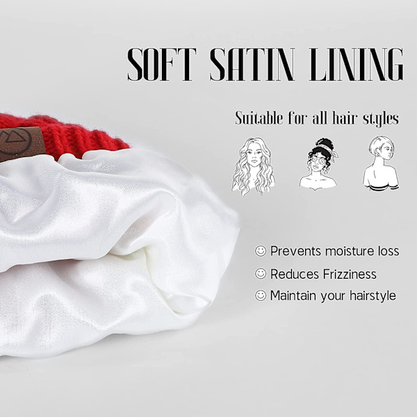Huer Dame Satinforet Hue Vinterhatte Til Kvinder Silkeforet Slouchy Beanie Til Vinter Varm Strikket Hue med Opsmøg