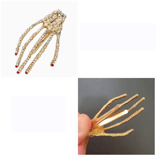 Rhinestone Skeleton Hand Hårklämmor för mors dag kvinnor och style 1