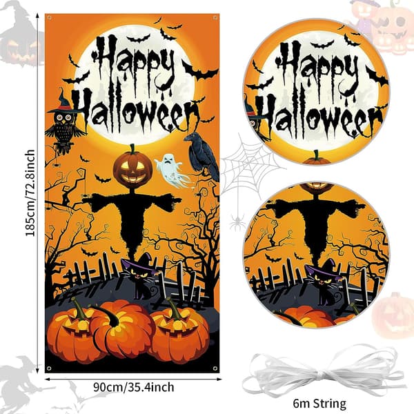 Halloween dør baggrundsbanner - græskar spøgelse hængende plakat