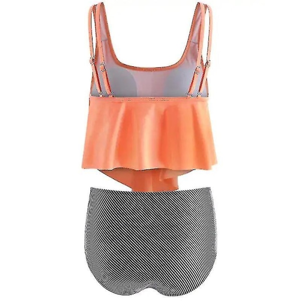 Dam Volanger Tankini Bikini Set Hög midja Baddräkt Baddräkt Strandbadkläder L M