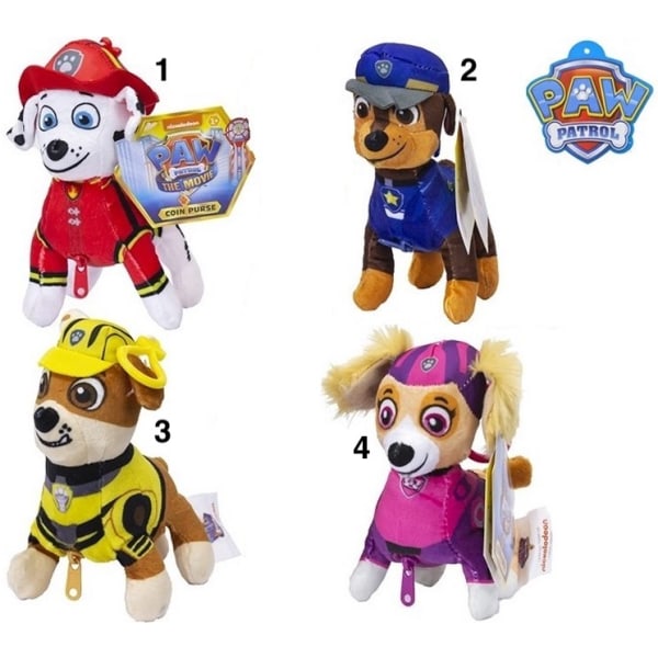 Paw Patrol BagClips Kolikkokukkaro Lompakko Avaimenperä Pehmo 14cm Valitse 1.Marshall