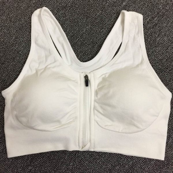 Kvinnor Sport-BH High Impact Front Fäst Dragkedja Trådlös Post Surgery Support Tränings-BH Full täckning Löp-BH Gray 4XL