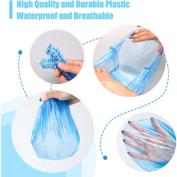Stor cap i genomskinlig plast för hemmabruk, hotell, spa, frisörsalong och verkstad 100 stycken (blå) ）