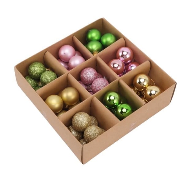 HURRISE Julgranskulor hängande julkulor dekorationer, 54 delar lättviktsplast deco hängande roségrönt guld