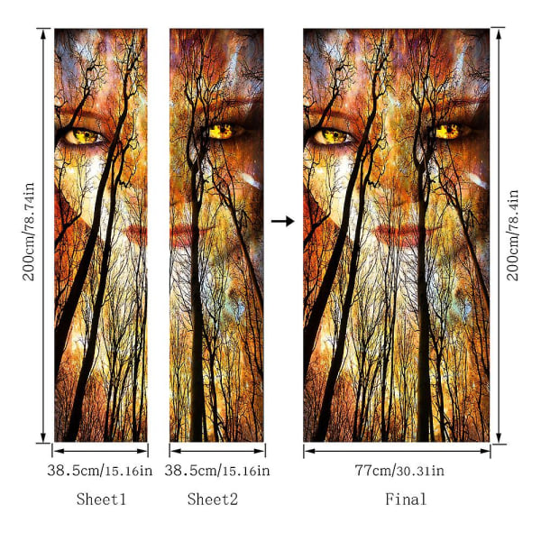 Halloween 3d Forest Ghost Door Stickers, 30 X 79 Inches Scary Forest Ghost Naturtrogen dörr Tapetdekal för Halloween-dekoration, Party Home Remover