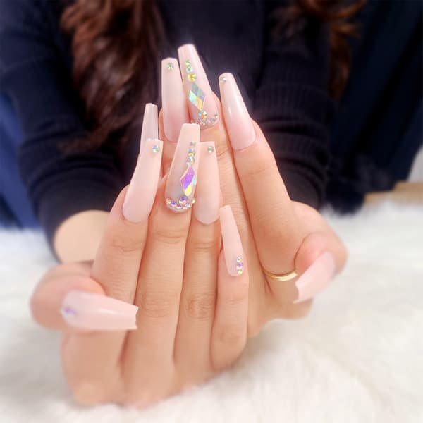 24st/låda Strass Lång Ballerina False Nail Tip Wearable 04