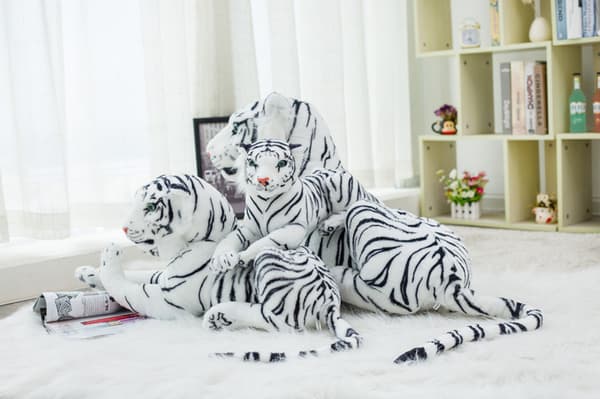 Realistiska mjuka gosedjur Plyschleksak Tiger white 40CM