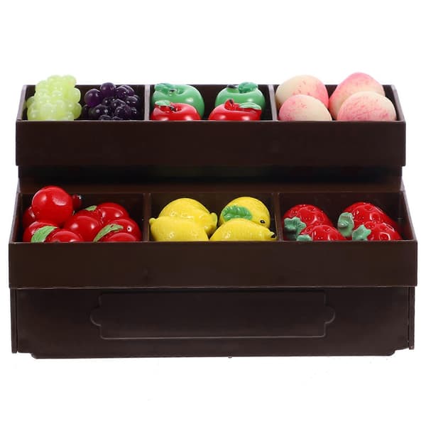 1 sett Mini grønnsaks- og fruktbodmodell med minifrukter