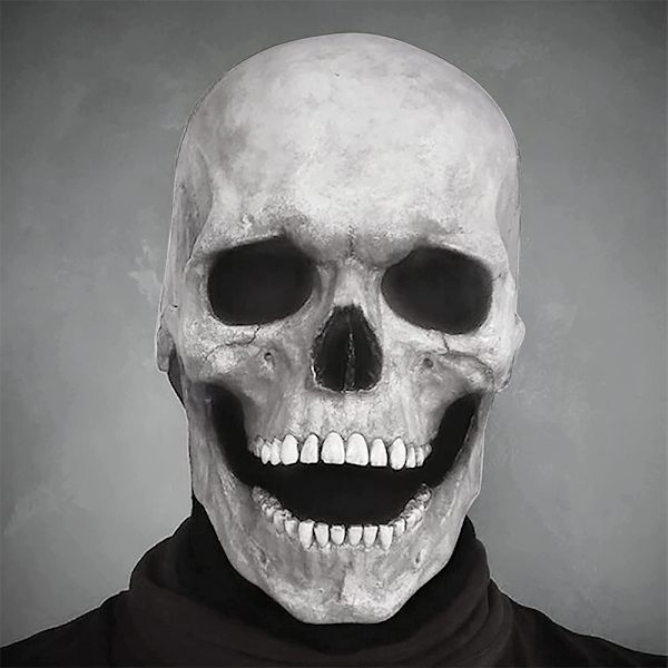 Halloween Voksen Latex Maske 3D Helhoved Skelet Maske Kranie light color