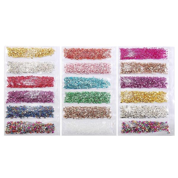 Små stenpärlor oregelbundet krossat glas glitter kristall 3D nagelkonstdekoration