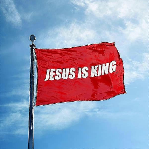 90x150cm Jesus Is King Flagg 3x5 Ft Hvite Røde Kristne Flagg