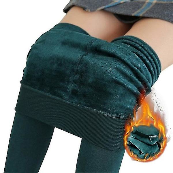 Vinter Kvinnor Legging Sammet Håller Varm Höjd Midja Legging Casual Fleecefodrad Stretchig Bekväm Kvinnlig Thermal Byxa Green  (45kg-70kg)