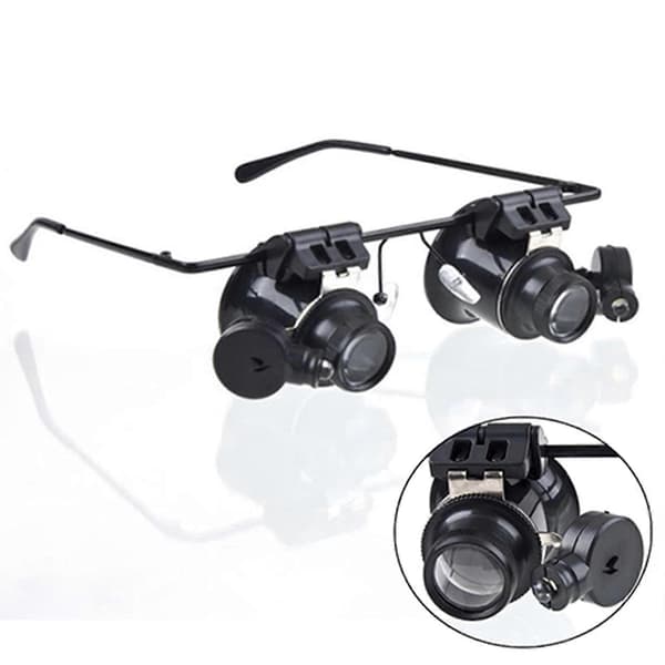 Forstørrelsesglass Hodebåren LED 20X Justerbart Forstørrelsesglass for Samling QinHai