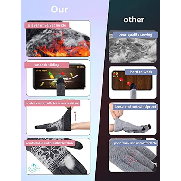 Vinter touchscreen handsker Snow Flower Printing Hold varm til kvinder