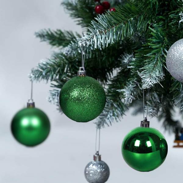 24-pack julbollsdekorationer 40 mm splittringssäker Färgglad Dark Green