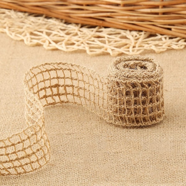 10 Yards Mesh Burlap Band Naturligt Jutetyg ​​Band Net Burlap Band Tyg