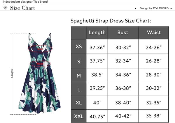 STYLEWORD Dame V-hals Blomstrete Spaghettistropp Su