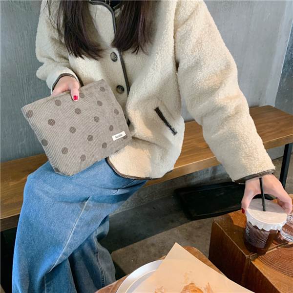 Sminkväska Smiley Vattentät, fuktsäker Hållbar för förvaring av små föremål polka dots gray